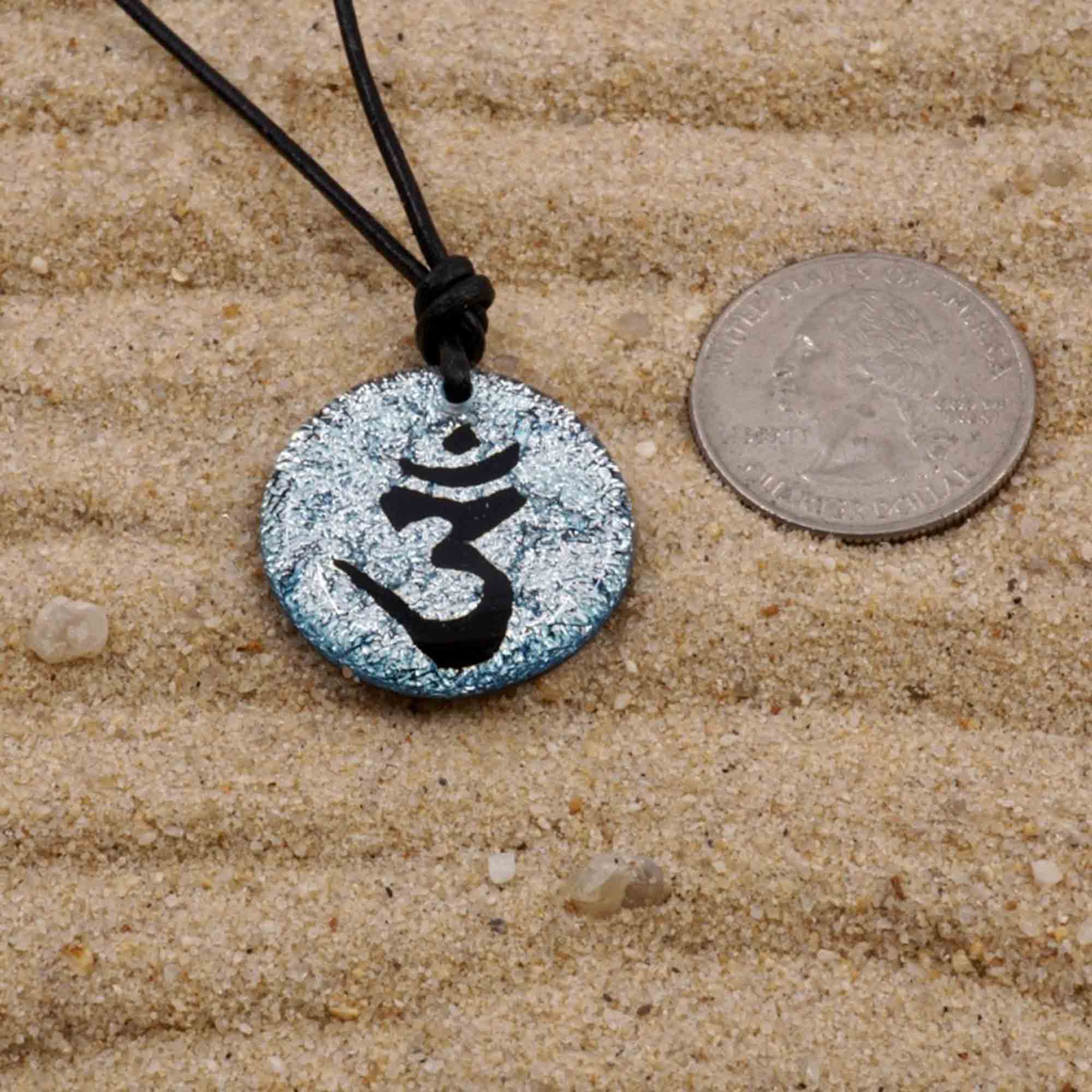 OM Dichroic Glass pendant Yoga Reiki Necklace